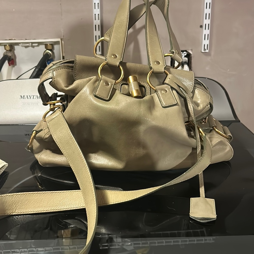 Yves st Laurent green leather bag